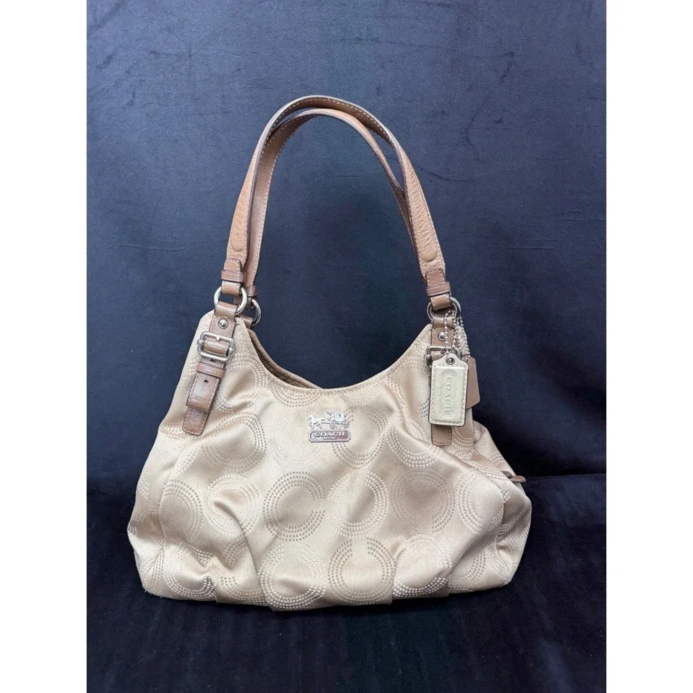 Coach Madison Signature Collection Dotted OP Maggie Taupe Y2K Hobo Slouch 2010